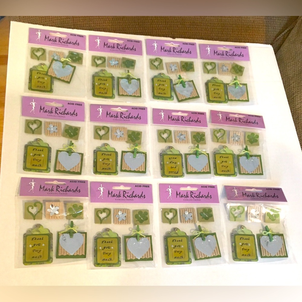 *3/$20* LOT OF 12 PK OF MARK RICHARDS SCRAPBOOKING & CARD EMBELLISHMENTS. NEW.